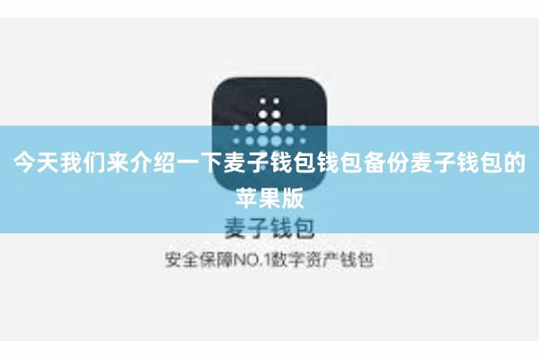 今天我们来介绍一下麦子钱包钱包备份麦子钱包的苹果版